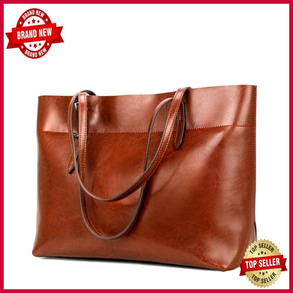 Large Genuine Leather Tote Shoulder Bag Satchel with Adjustable Strap